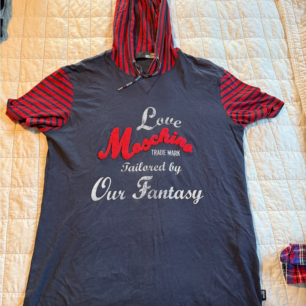 Moschino Black and Red Hooded Shirt
